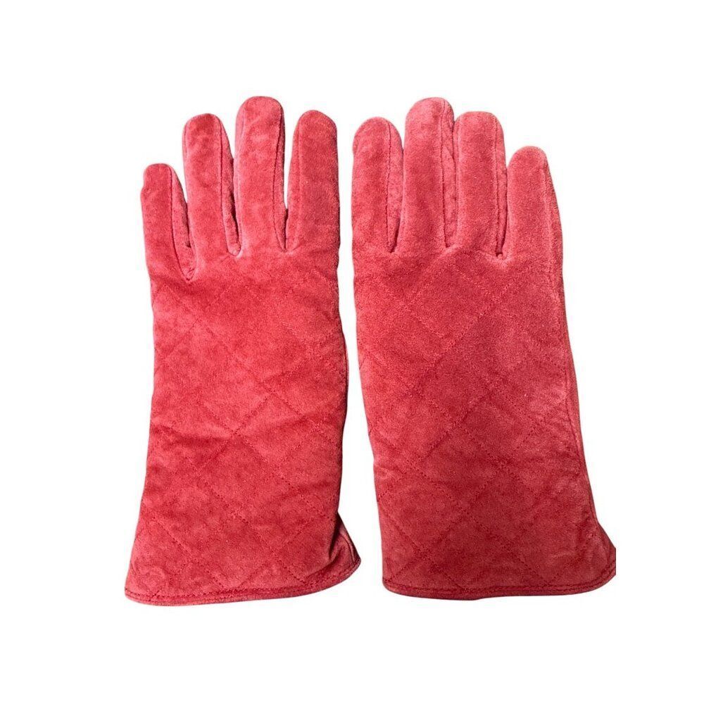 Vintage Red Leather DuPont Thermolite Micro Insulated Gloves Sz Medium